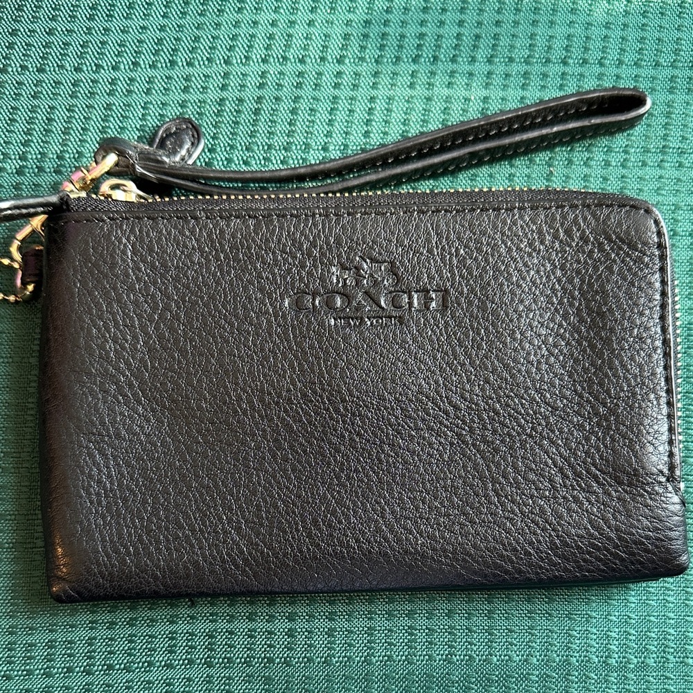 Coach Dark Leather Wristlet